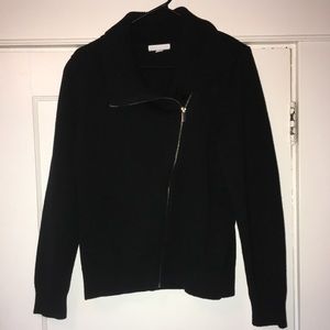 Black Asymmetrical Zip-up Sweater